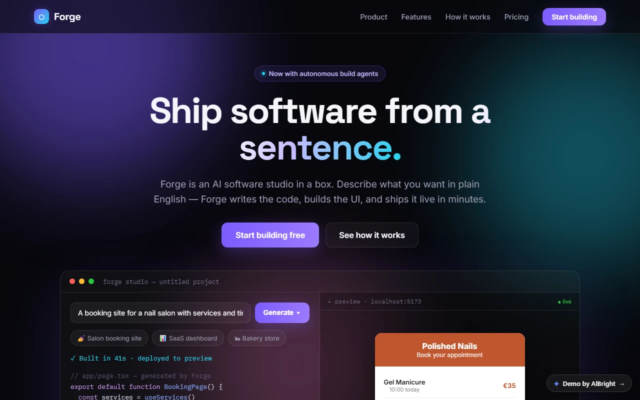 Forge — AI dev platform · web app
